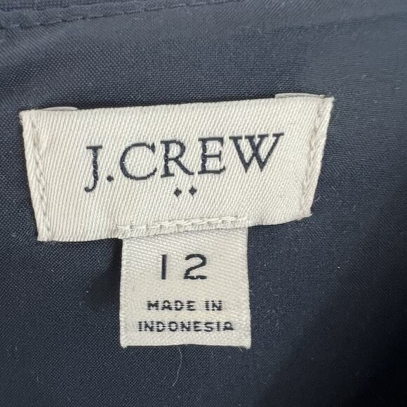J.Crew Sheath Dress Women 12 Navy Blue Cotton Stretch V-Neck Minimalist Capsule - Picture 5 of 10